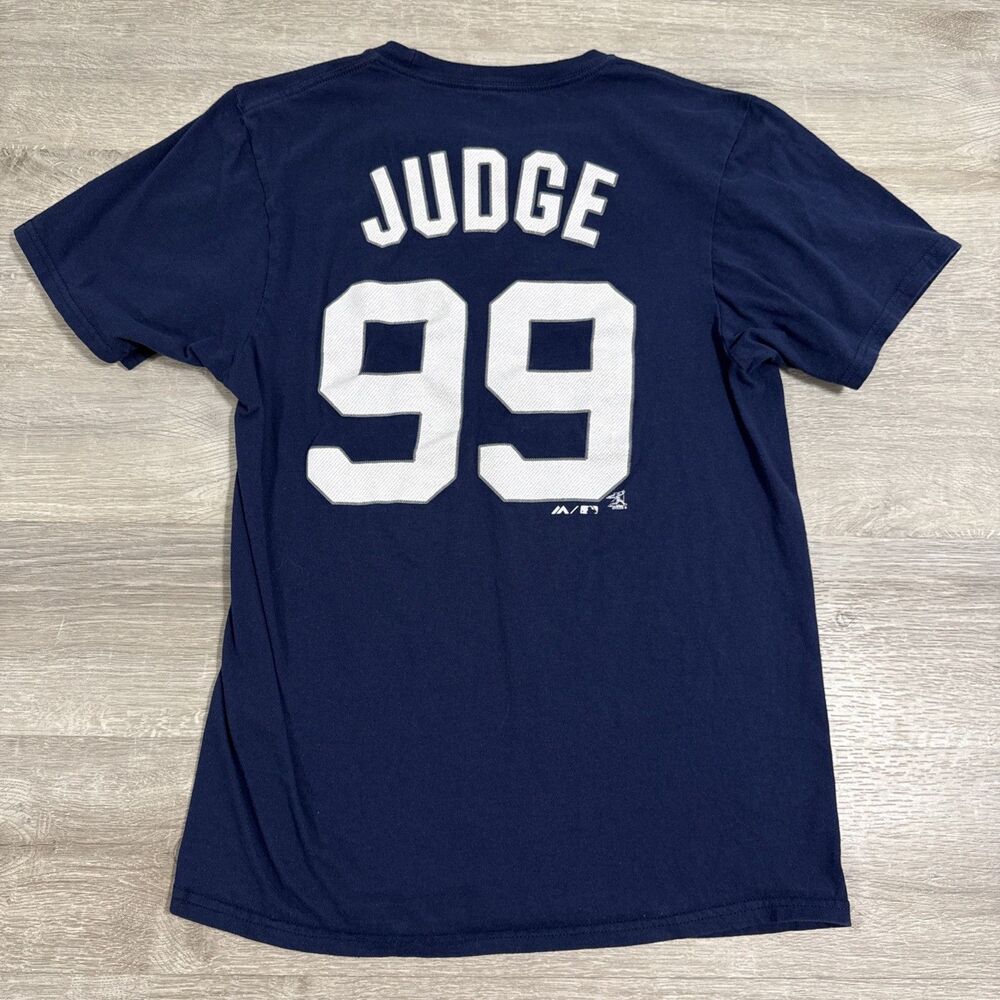 Aaron Judge Shirt New York Yankees Majestic Men’s Small Blue MLB All Rise